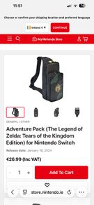 Original HORI Zelda ToTK Sling Bag for Nintendo Switch