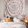 NEW SALE |  Bohemian Tapestry Wall Hanging, Mandala Flower Medallion Hippie Tapestry with White Aesthetic Wreath Design, Psychedelic Hippie Wall Decoration Ceiling for Bedroom Dorm 150 x 170 cm Image 4