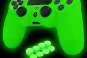 Green Anti-Slip Glow in The Dark Protective Silicone Cover Skin Grips Compatible with PS4/Slim/Pro 4 Controller,8 PCS Thumb Grips Caps and 2 Grips Caps Glow in The Dark.