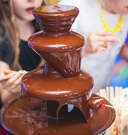 Large Size Stainless Steel Chocolate Fountain Fondue Set Electric 3-Tier Machine with Hot Melting Pot Base 500ml Capacity (FREE POSTAGE)