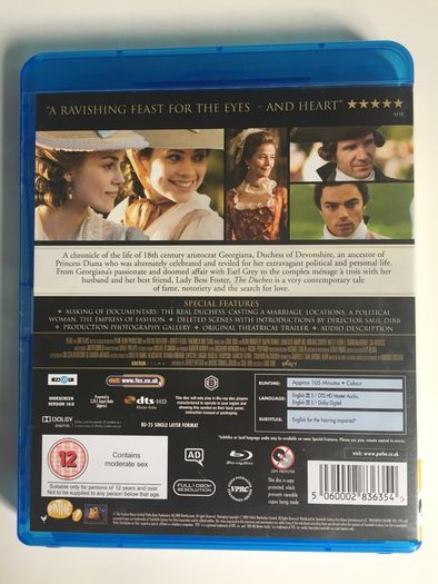 The Duchess [2008] Keira Knightley & Ralph Fiennes [Blu-ray Movie]