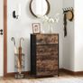 chest of drawers, wardrobe, 6 fabric drawers with MDF front, metal frame, loadable up to 25 kg, industrial design, for children's room, bedroom, hallway, vintage brown-black Image 2