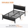 Double Bed Frame with Upholstered Headboard, 4ft6 Metal Beds with Heavy Duty Steel Slats Support Platform, Black Double Bed with Storage, Noise Free, Easy Assembly, No Box Spring Needed Image 7