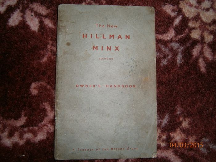 Hillman Minx series 111B Owners Handbook
