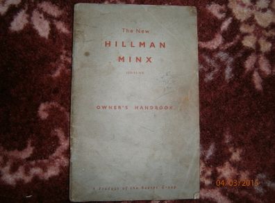 Hillman Minx series 111B Owners Handbook