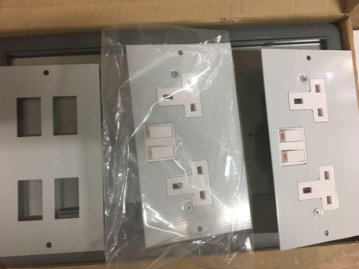 3 Compartment Electrical Floor Boxes Complete with 2 sockets and data Plate