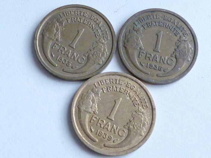 France 1 franc coins