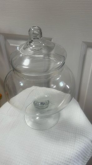 glass jar with lid for candies and cookies