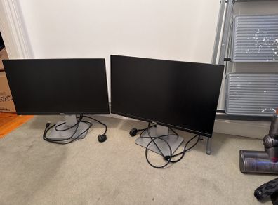 2 x Dell 24 inch Monitors Stands and HDMI Cables