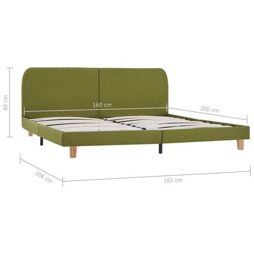 Bed Frame Green Fabric 150x200 cm
