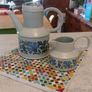 Fabulous Vintage Midwinter Stonehenge Coffee Pot and Milk Jug in the Caprice Pattern (Spanish Garden) Designed by Jessie Tate, Excellent Condition Image 3