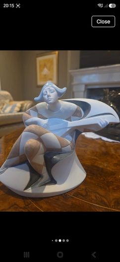 Rare Retired Lladro Harlequin with Mandolin - Utopia Collection