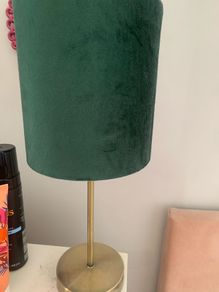 Green lamp with brushed gold base