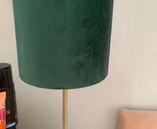 Green lamp with brushed gold base