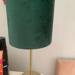Green lamp with brushed gold base