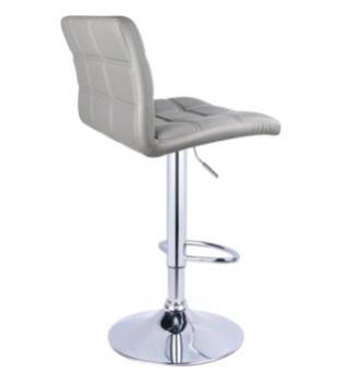 Modern Bar Stools Set of 2 Leatherette   Exterior,Double Needle Sewing,Height Adjustable,Chrome Footrest and Base,Bar Chairs for Kitchens,Counter and Home (Grey)