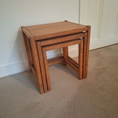 vintage nest of tables solid timber