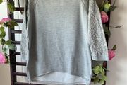 sweatshirt Hollister grey sweatshirt with 3/4 lace sleeves scoop neckline medium