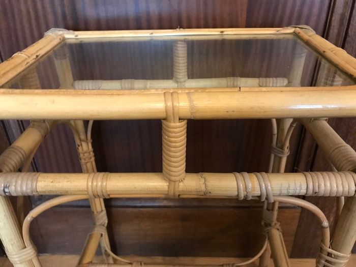 Vintage Rattan Bamboo Table