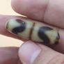 Lot of 2 Vintage Himalayan Tibetan Zigzag Pattern Agate Bead Amulets Image 2