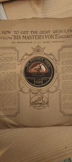 very rare HMV record 1909 "Sufferage for Women"
