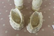 Vintage Belleek China Psir bud vases &amp; Pair of Rowing boats