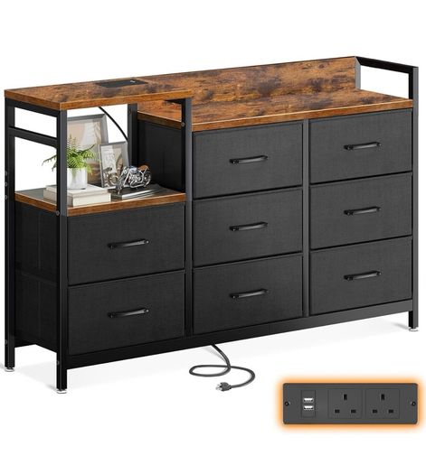 Chest of Drawers Bedroom, Contains 2 USB & 2 AC Ports Sockets