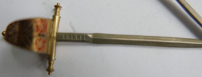 Vintage Set of 6 Enameled Cocktail Sticks Swords By Toledo of Spain 1960s