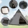 6-Person Outdoor Metal Frame Camping Tent w/ Carrier Bag Grey Image 6