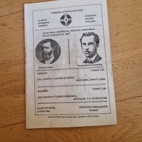GAA Match Programme  1987 Maurice Davin & Tomas MacDonagh