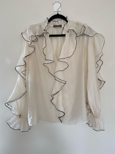 Mint Velvet Contrast Ruffle Blouse