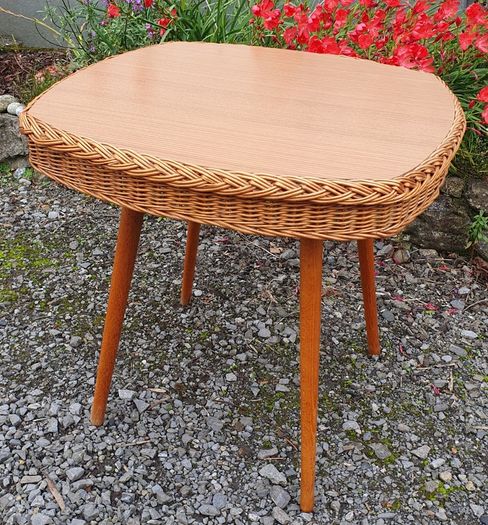 Very Rare Mid Century Wicker Table