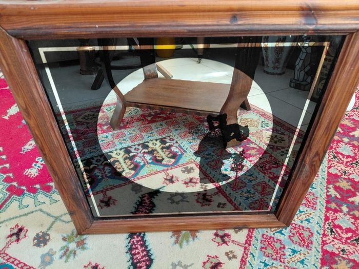 Vintage silhouette mirror lady image in black in wooden frame