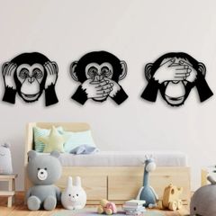 3 monkeys see, hear, speak no evil 3d printed wall art