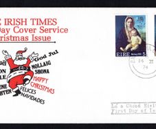 1974 Ireland Christmas Commemorative Stamps The Irish Times Addressed First Day Cover (FDC)