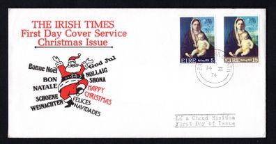 1974 Ireland Christmas Commemorative Stamps The Irish Times Addressed First Day Cover (FDC)