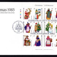 1985 Guernsey Christmas "Gift bearers" Sheet Commemorative Stamps Official First Day Cover (FDC)