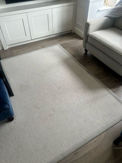 Cream rug with grey border