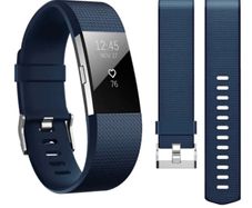 LARGE NAVY Band Buckle For Fitbit Charge 2 Luxury Replacement Silicone Strap
