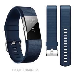 LARGE NAVY Band Buckle For Fitbit Charge 2 Luxury Replacement Silicone Strap