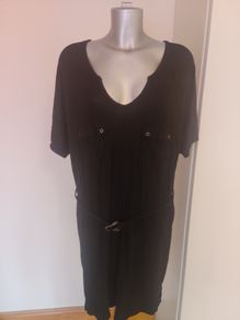 Brand New black Pep&co knee length V-neck dress size UK16/18 EU44/46 Postage included