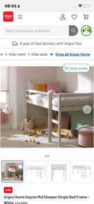 Kids child mid sleeper single bed