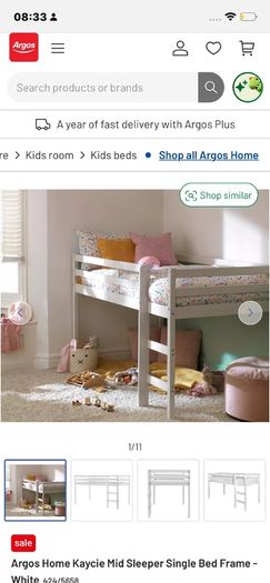 Kids child mid sleeper single bed