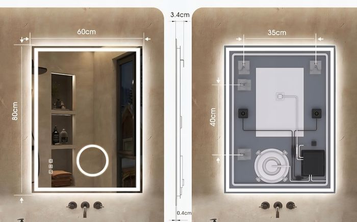 LED Bathroom Mirror Dual LED Speakers Antifog Bluetooth Fog Free Makeup Cosmetic Zoom x5 Vanity 80x60cm or 60x80cm Horizontal Vertical Cold Warm Neutral Bright Light