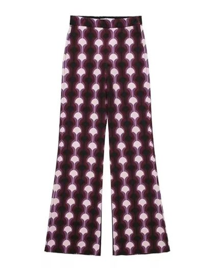 Amazing Zara Insta Famous Bloggers Limited Edition Pink Geo Print 3 Piece Suit, Blazer XL, Blouse XXL and Flare Trousers XL New with Tags