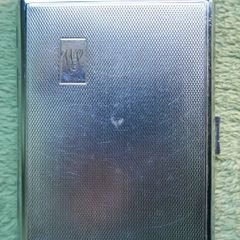 Vintage Colibri Monopol Cigarette Case and lighter. Silver Plated metal. Petrol. 1950's