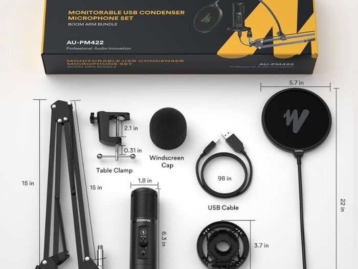 Recording Microphone Set,MAONO AU-PM422 192KHZ/24BITCondenser Mic with Touch Mute Button and Mic Gain Knob for Podcasting,Gaming,YouTube (FREE POSTAGE)