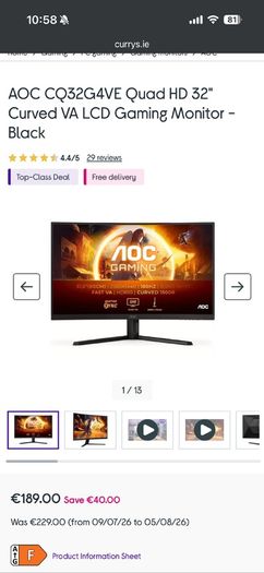 Barely Used Gaming Monitor