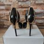 Black shiny leather stilettos with gold ankle chains, size 39 Image 10