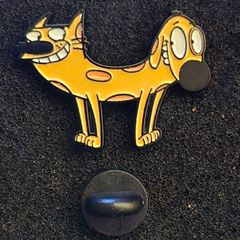 Cat dog  , pin back badge.